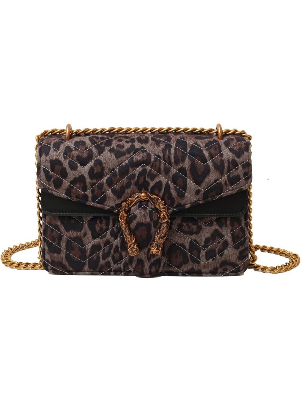 Women's Black Satchel Animal Print Shoulder Handbags Crossbody Casual Clutch